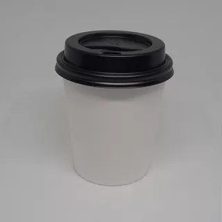 Copos De Café Em Papel Preto 200ml C/ Tampa 200ml (50 Uni)