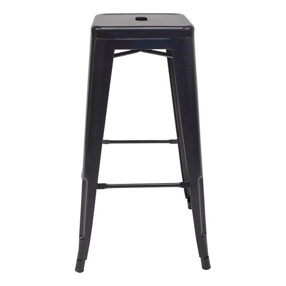 Banco Barra bar cocina tipo tolix metálico marca selectshop patas reforzadas con gomas antiderrapantes ligero resistente a la interperie altura 75 cm ancho 40 cm asiento 30 x 30 cm Color Negro SelectS