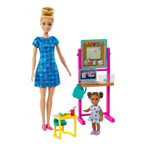 Barbie Profesiones Set De Juego Maestra Rubia Con Bebé