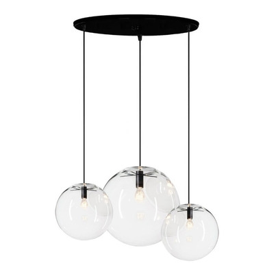 Colgante 3 Luces Jems Globos Vidrio 20cm Y 30cm Base 48cm
