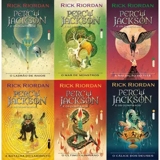 Percy Jackson Ladrão De Raios, Mar De Monstros, Maldição Do Titã, Batalha Do Labirinto, Ultimo Olimpiano, Calice Dos Deuses Kit 6 Volumes