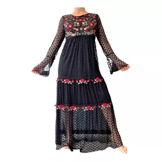 Vestido Boho Fiesta Bordado Tipo Vars Importado