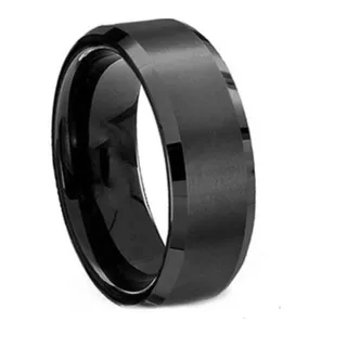 Anillo Liso Negro Cepillado, Sin Grabado