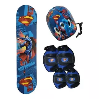 Set Skate Niños + Casco Rodillera Y Codera Patineta Superman