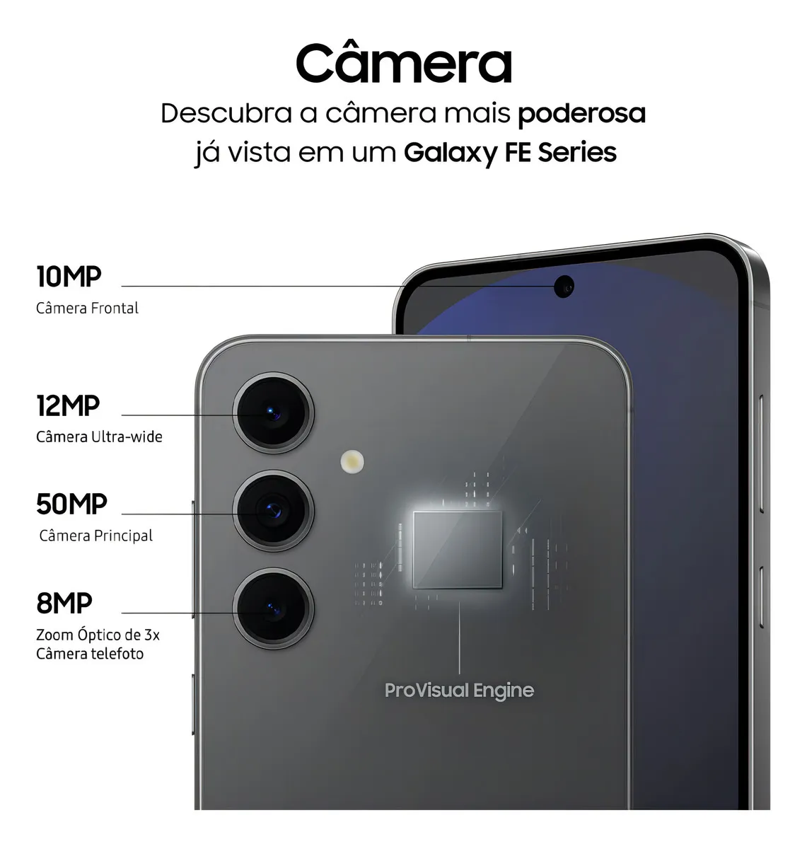 Celular Samsung Galaxy S24 Fe 5g 128gb 8gb Ram Tela 6.7 Galaxy Ai Cinza - Imagem 3