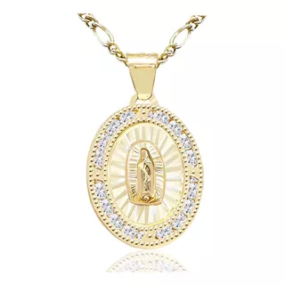 Medalla Oro 10k Virgen De Guadalupe Con Cadena De 50cm
