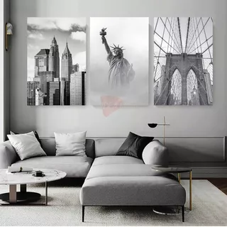 Set 3 Cuadros Nueva York Elegante Canvas Grueso 60x40