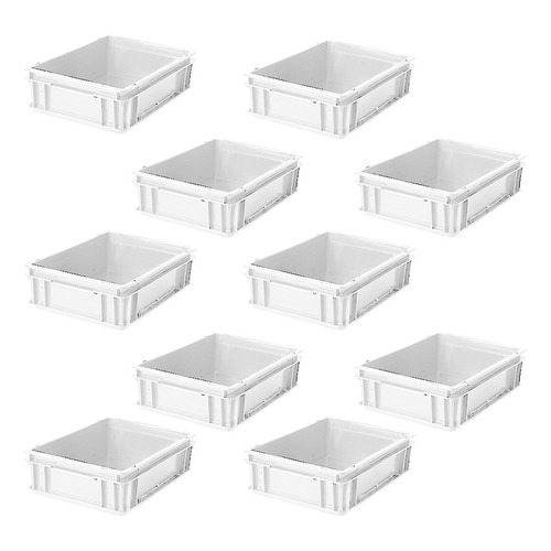 10 Contenedores Plásticos Apilables Blancos 4312a 40x30x12cm Color Blanco