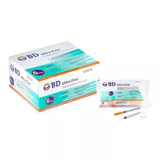 Bd Ultra Fine Jeringa De Insulina 1ml Aguja 31 G 6mm 100u