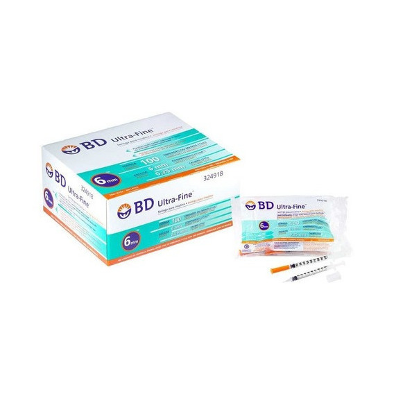 Bd Ultra Fine Jeringa De Insulina 1ml Aguja 31 G 6mm 100u