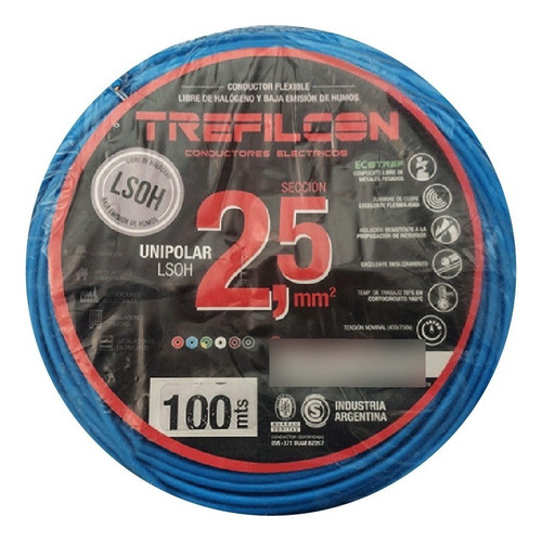 Cable Libre Halogeno 2,5mm Normalizado Trefilcon Lsoh Celest Color de la cubierta Celeste