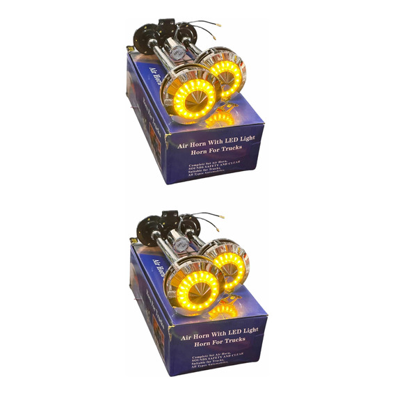 2 Juegos Cornetas Luz Led Camion 12/24v Cromada Ac/inoxidab