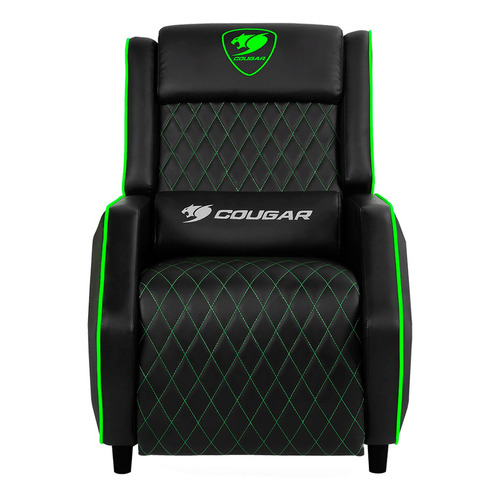 Silla de escritorio Cougar Ranger gamer ergonómica  negra y verde con tapizado de cuero sintético