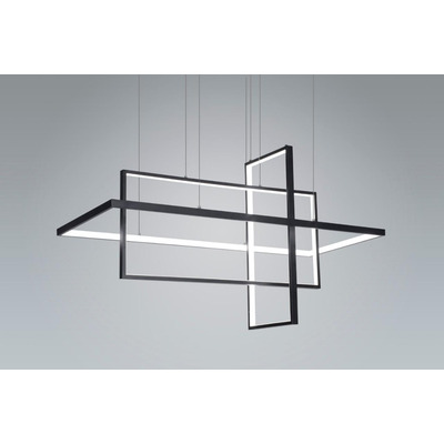 Colgante Led Rectangle 3d Negro 80w Deco Moderno Premium Gmg