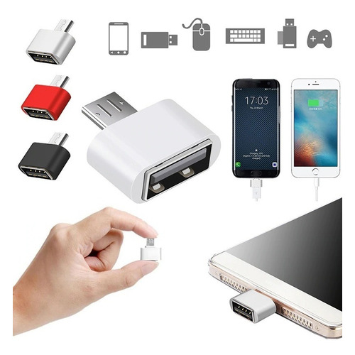 Adaptador Convertidor Usb 2.0 Otg Hembra A Micro Usb Macho Color Blanco