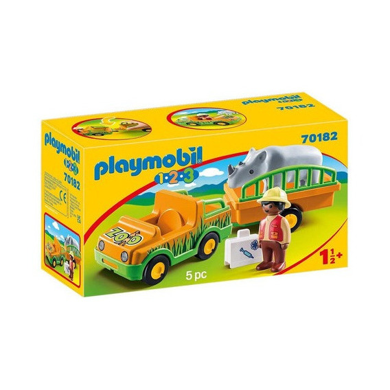 Playmobil® 1.2.3 Vehículo Zoo Con Rinoceronte Intek 70182