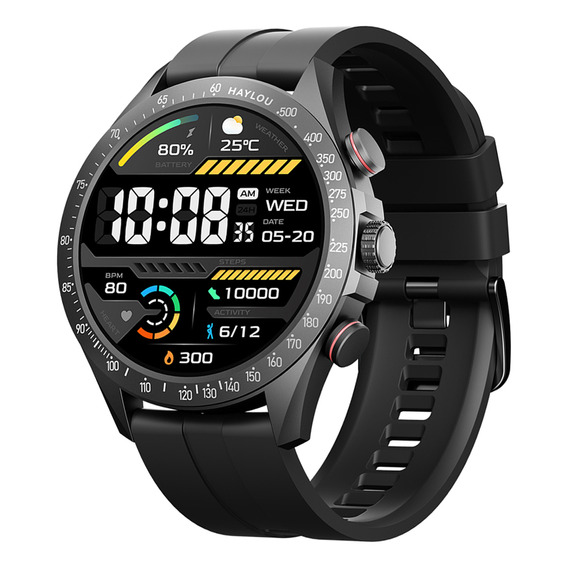 Haylou Solar Pro Smartwatch 1.43'' AMOLED Pantalla de 466*466px, 2ATM Impermeable, Caja Negra, Correa Negra, Bisel Negra