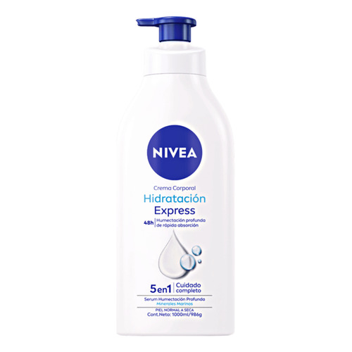  Crema hidratante para cuerpo Nivea Cuidado Corporal Hidratación Express en dosificador 1000mL