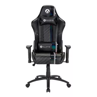 Silla Butaca Gamer Ergonómica Alleyg Ag84 Austin Negra Color Negro Material Del Tapizado Pu De Alta Calidad + Pvc De Carbono + Pvc Brillante