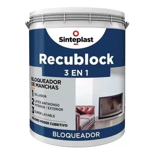 Recublock 3en1 Bloqueador, Sellador Y Látex Antihongo | 4 Lt Acabado Mate Color Blanco