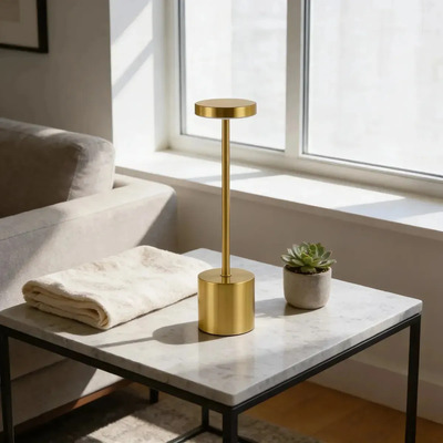 Pack X 2 Lampara Velador Tactil Dorado Cct Deco Luz Desing Dorado