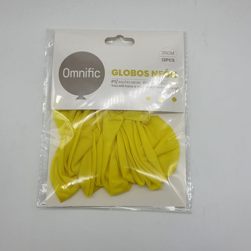 Globos Color Amarillo Neon 12 Unidades Tamaño 25 Cm Fiestas