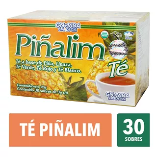 Té Piñalim (piña, Linaza, Té Verde, Té Rojo Y Té Blanco)  30 Sobres De 3g C/u Gn+vida