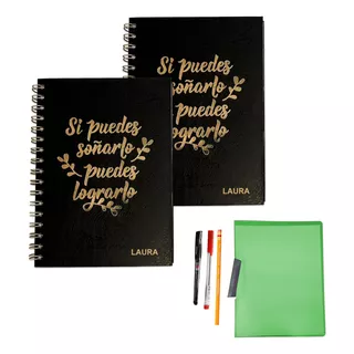 Libretas Personalizado Pasta Dura Negro (2) + Regalo