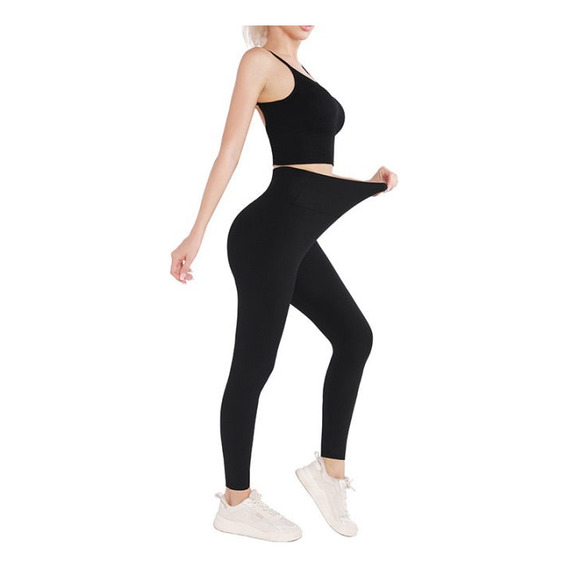 3x Calza Sin Costura Tiro Alto Leggins Forrada Polar Mujer