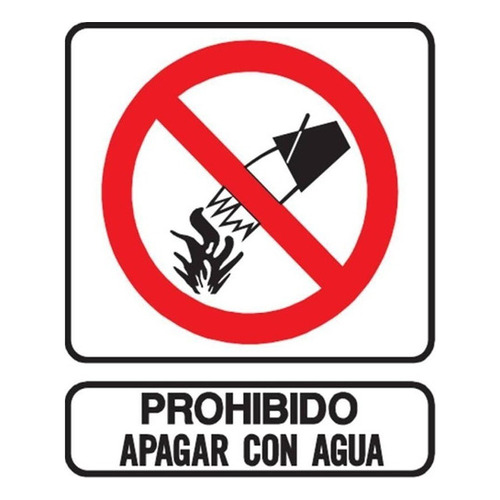 Cartel Prohibido Apagar Con Agua 40x45 Cm Señalización Esencial Para Seguridad Evita Riesgos De Accidentes Cumple Normativas De Prevención De Incendios Ideal Para Entornos Industriales Y Comerciales