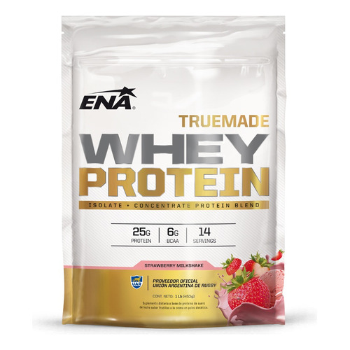 Suplemento en polvo ENA Sport  True Made proteínas sabor strawberry milkshake en sachet de 453g