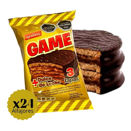 Alfajores Game 3 Tapas Negro - 24u