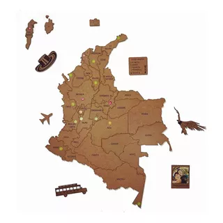 Mademap Colombia Edición Estándar - Mapa De Madera Para Inst