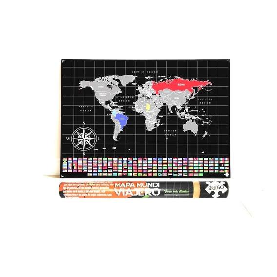 Mapa Mundi Para Raspar Scratch Con Banderas Y Paises Poster 