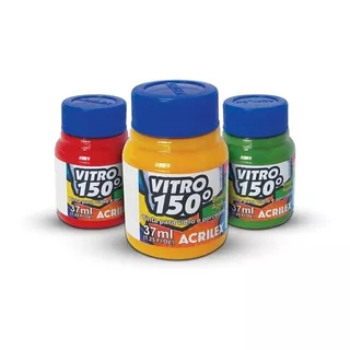 Tintas Vitro 150 Acrilex 37ml Kit C/ 12 Cores 