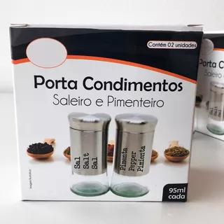 Porta Temperos De Vidro Pimenta, Sal - 3 Unidades 95ml