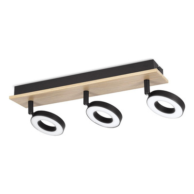 Aplique 3 Luces Rielves Negro Madera Led Movil 901204 Rd