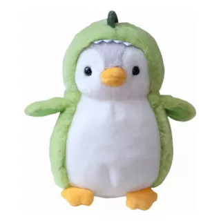 Peluche Pingüino Disfrazado Dinosaurio Unicornio Kawaii Color Verde