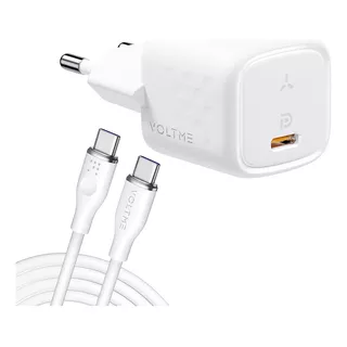 Carregador Rápido 30w Pd Revo Mini + Cabo Usb-c 1,8m Voltme