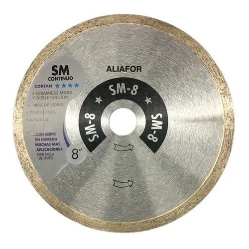 Disco Diamantado 200mm Aliafor Sm-8 Porcelanato Corte Humedo
