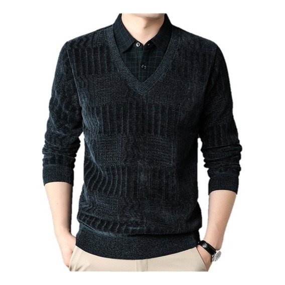 Men's Thick Chenille Lapel Knit Sweater