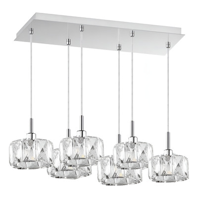 Colgante 6 Luces Mery Cristal Apto Led G9 Deco Moderno Pal
