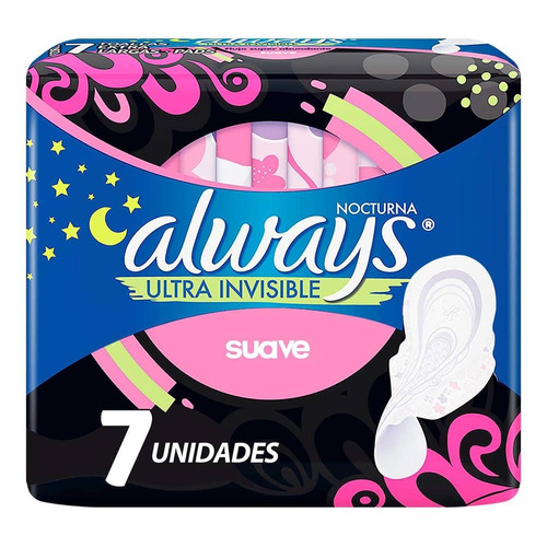 Toallas Femeninas Always Nocturnas Suave Ultrafinas Con Alas 7 Toallas