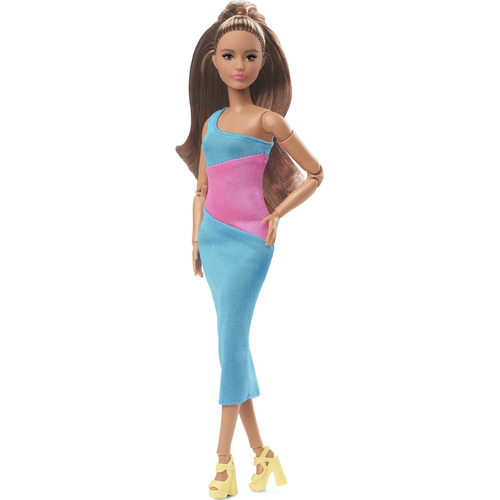 Barbie Looks Muñeca, Morena, Vestido Midi Con Un Solo Hombro