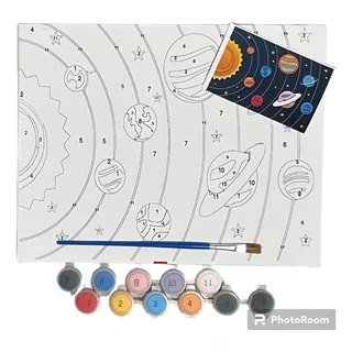 Paint By Numbers Pinta Por Número Solar System Con Bastidor 