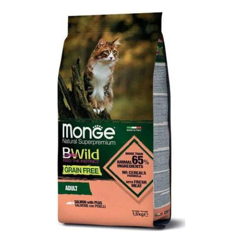 Monge Bwild grain free gato adulto sabor salmón 1,5 kg