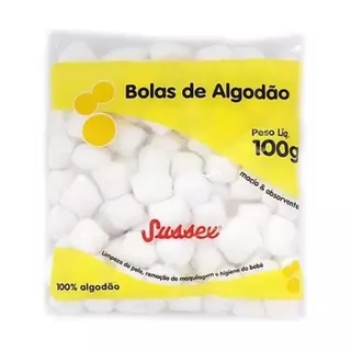 Algodão Em Bolas Hidrófilo Sussex Pacote 100g