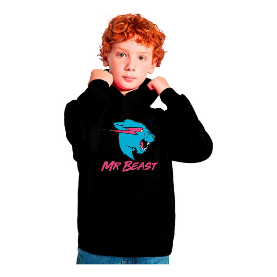 Poleron Niños Unisex Con Capucha Mr Beast Logo Exclusivo 086