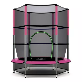 Cama Elástica Troter 1.4 M, Color Del Cobertor De Resortes Rosa Y Lona Negra