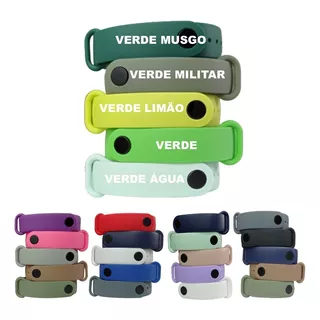Kit De 5 Pulseiras Silicone Para Mi Band 4 Diversas Cores Cor Da Pulseira Verde Musgo / Verde Militar / Verde Limão / Verde / Verde Água